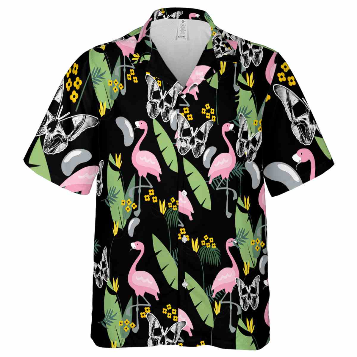 Goth Pink Flamingo Hawaiian Shirt Fashion forward Goth Pink Flamingo Hawaiian Shirt Fashion forward