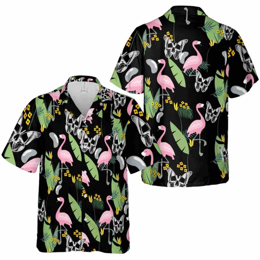 Goth Pink Flamingo Hawaiian Shirt Premium grade