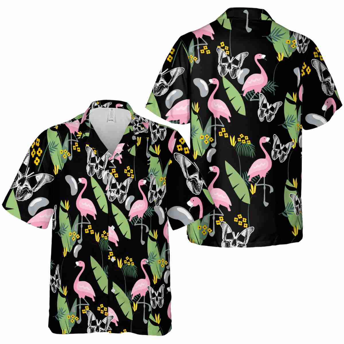 Goth Pink Flamingo Hawaiian Shirt Premium grade Goth Pink Flamingo Hawaiian Shirt Premium grade