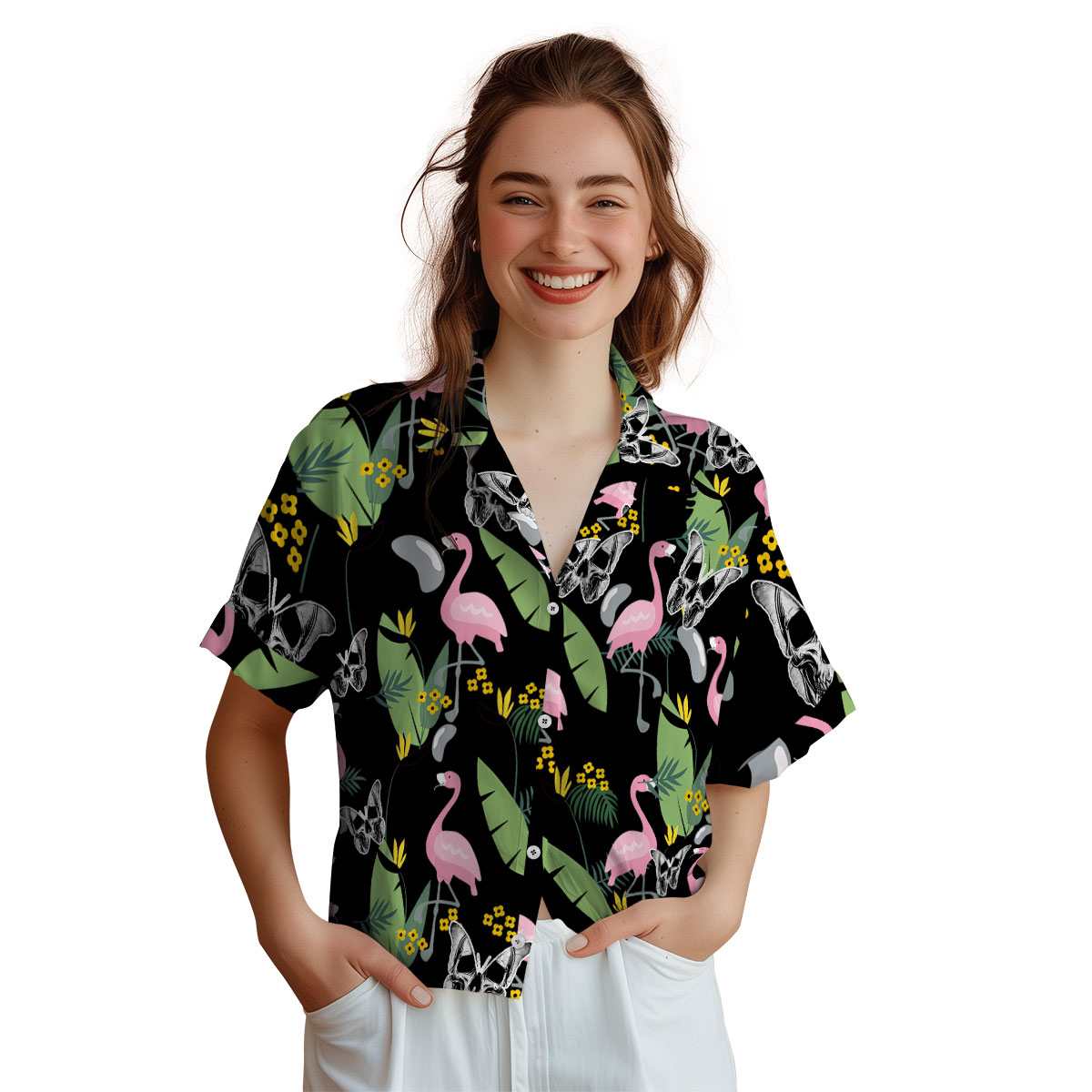 Goth Pink Flamingo Hawaiian Shirt Top rated Goth Pink Flamingo Hawaiian Shirt Top rated