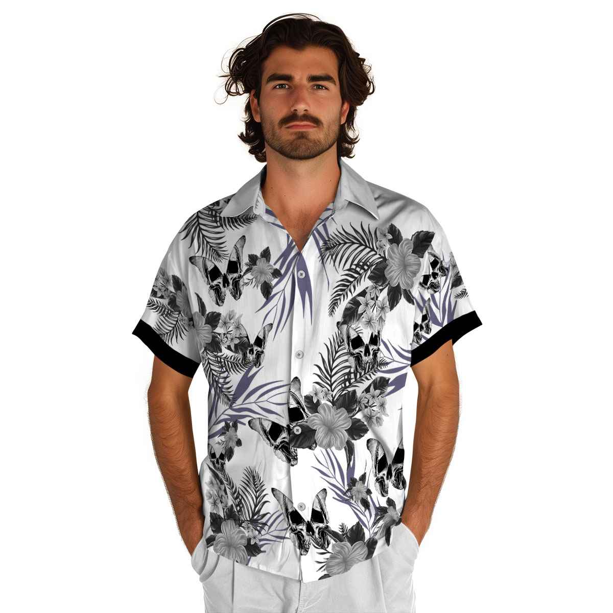 Goth US Flag Floral Hawaiian Shirt New Arrival Goth US Flag Floral Hawaiian Shirt New Arrival