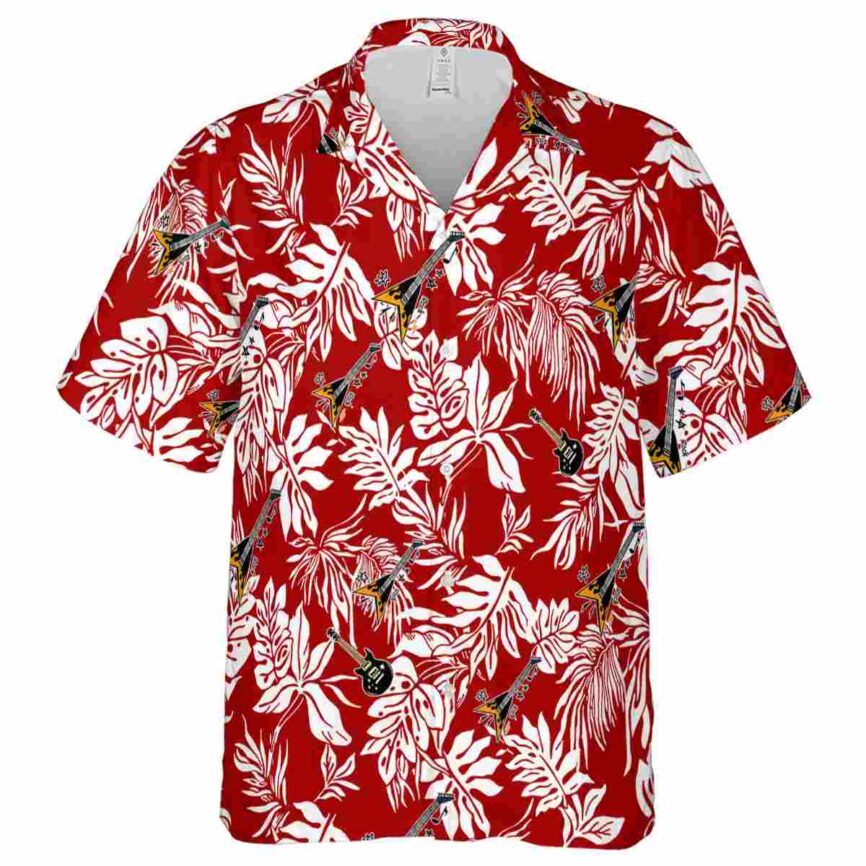 Guitar Bold Foliage Hawaiian Shirt Fashion forward