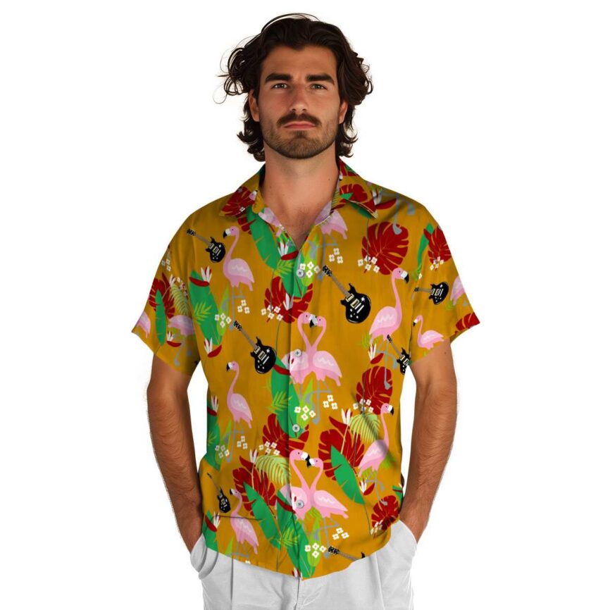 Guitar Flamingo Leaf Hawaiian Shirt New Arrival