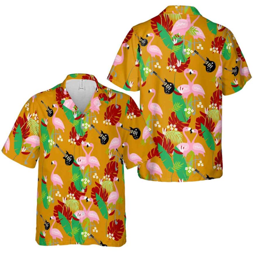 Guitar Flamingo Leaf Hawaiian Shirt Premium grade
