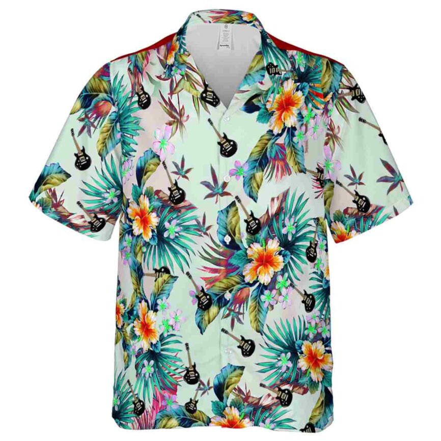 Guitar Floral Burst Hawaiian Shirt Fashion forward