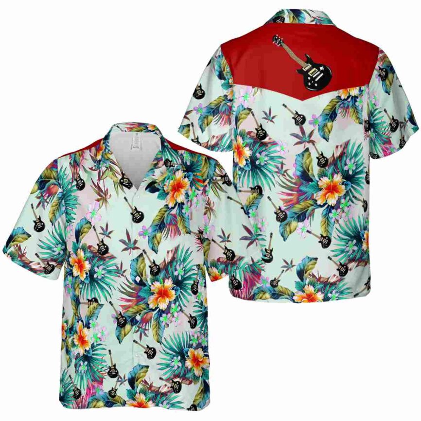 Guitar Floral Burst Hawaiian Shirt Premium grade