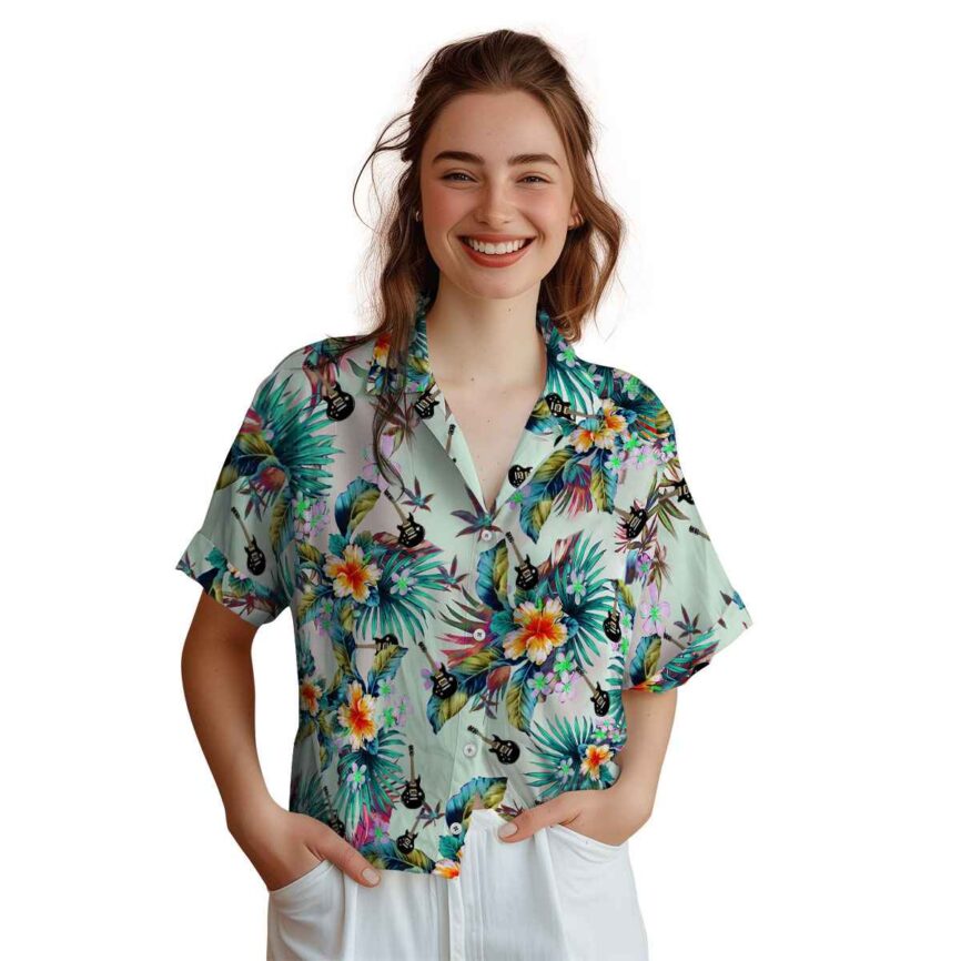 Guitar Floral Burst Hawaiian Shirt Top rated
