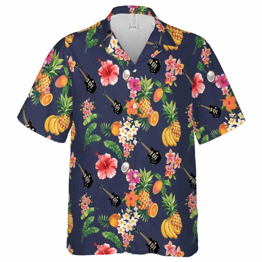 Guitar Fruit Pattern Hawaiian Shirt Fashion forward