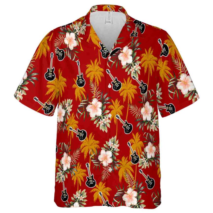 Guitar Hibiscus Palm Hawaiian Shirt Fashion forward
