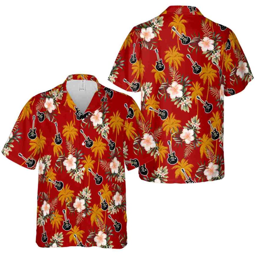 Guitar Hibiscus Palm Hawaiian Shirt Premium grade