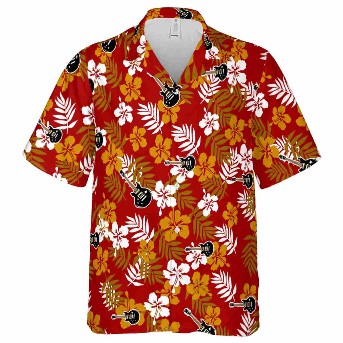 Guitar Leafy Hibiscus Hawaiian Shirt Fashion forward Guitar Leafy Hibiscus Hawaiian Shirt Fashion forward