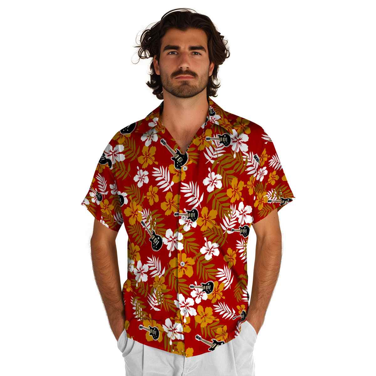 Guitar Leafy Hibiscus Hawaiian Shirt New Arrival Guitar Leafy Hibiscus Hawaiian Shirt New Arrival
