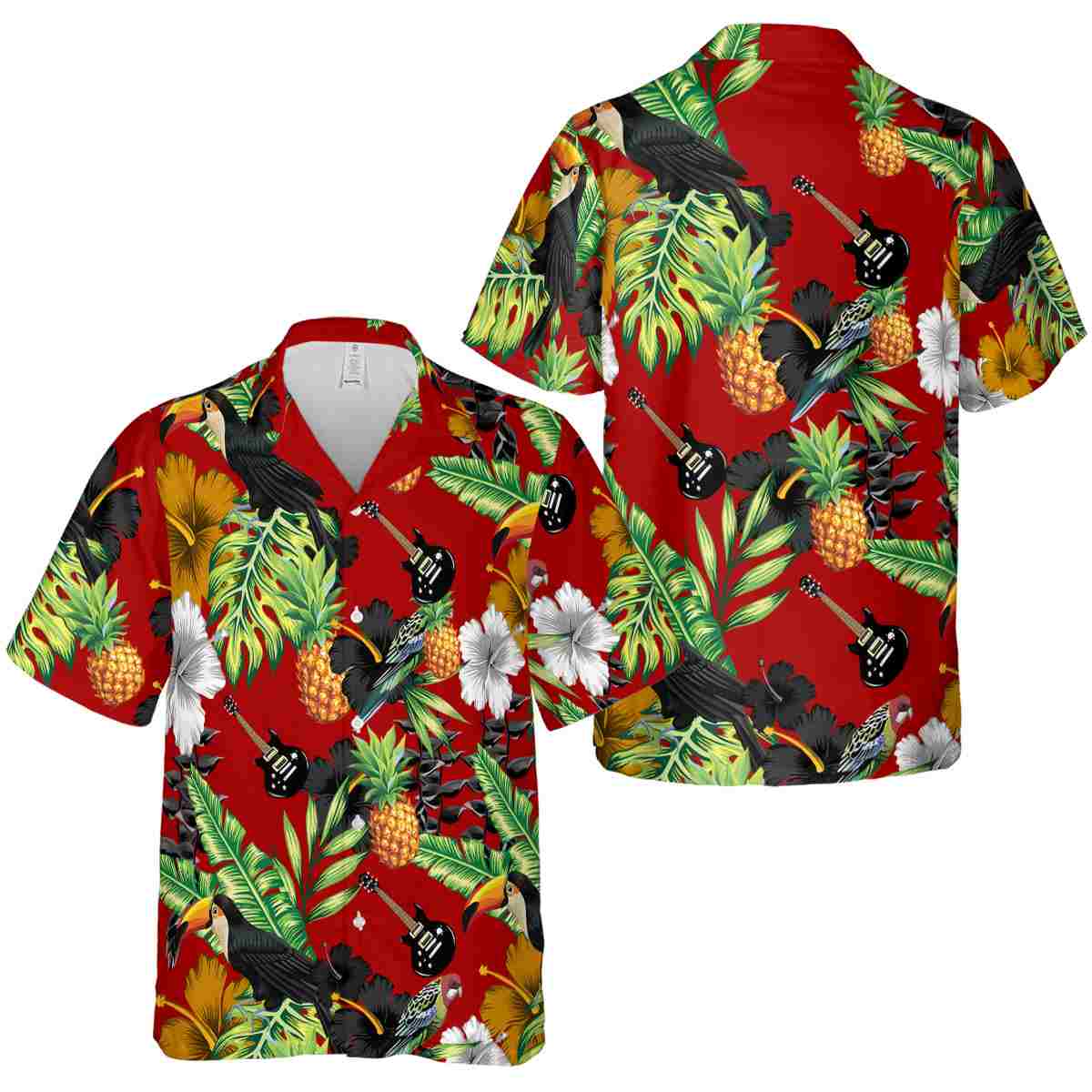 Guitar Leafy Toucan Hawaiian Shirt Premium grade Guitar Leafy Toucan Hawaiian Shirt Premium grade