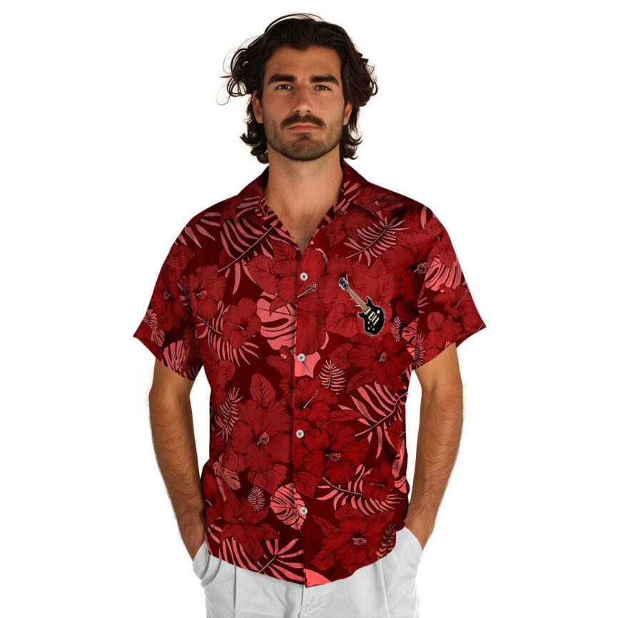 Guitar Monochrome Floral Hawaiian Shirt New Arrival