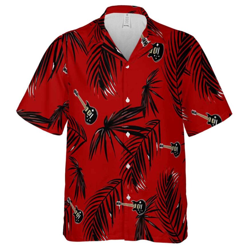 Guitar Monochrome Palm Hawaiian Shirt Fashion forward