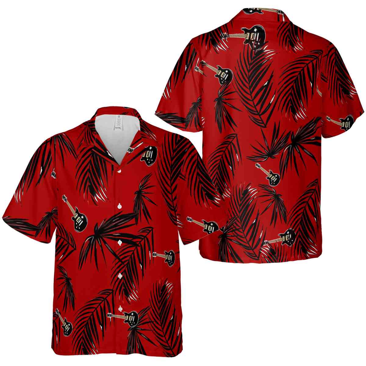 Guitar Monochrome Palm Hawaiian Shirt Premium grade Guitar Monochrome Palm Hawaiian Shirt Premium grade