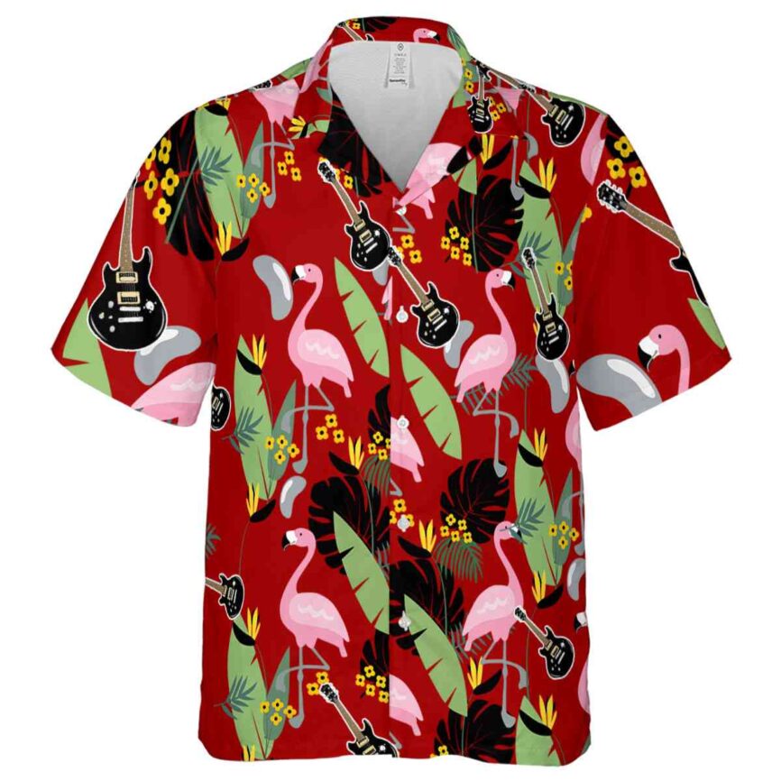 Guitar Pink Flamingo Hawaiian Shirt Fashion forward