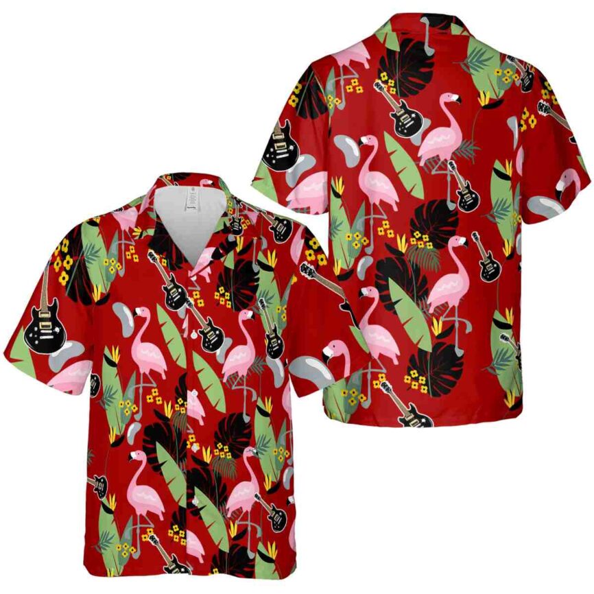 Guitar Pink Flamingo Hawaiian Shirt Premium grade