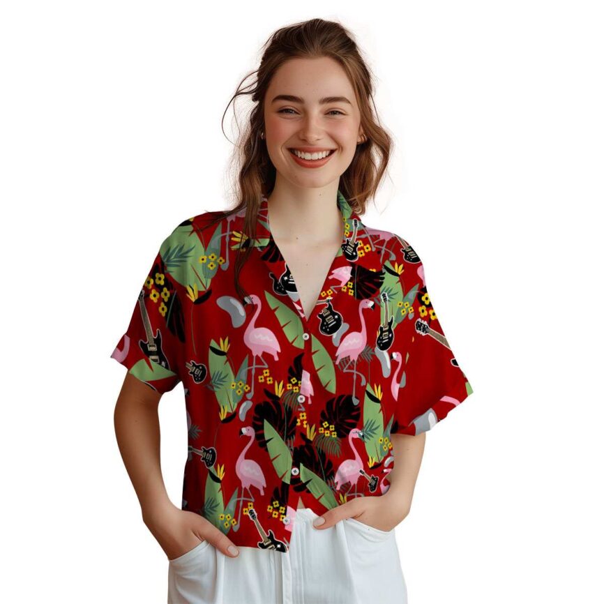 Guitar Pink Flamingo Hawaiian Shirt Top rated
