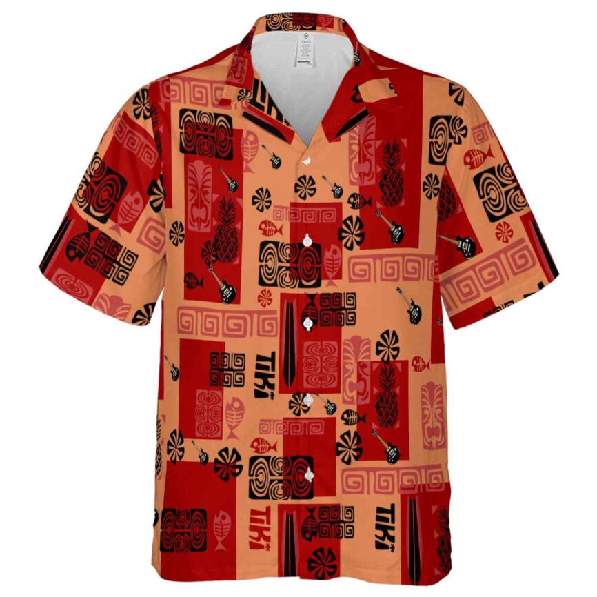 Guitar Tiki Motifs Hawaiian Shirt Fashion forward