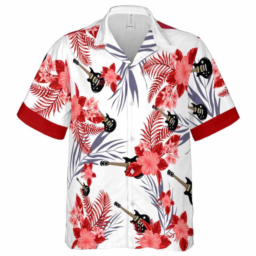 Guitar US Flag Floral Hawaiian Shirt Fashion forward