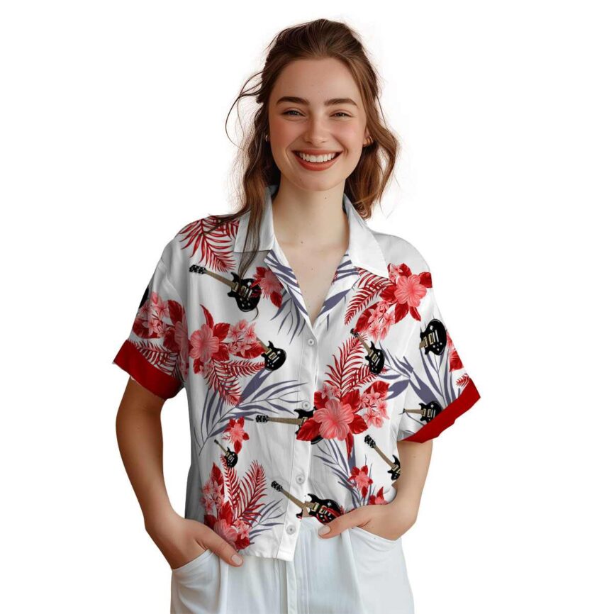 Guitar US Flag Floral Hawaiian Shirt Top rated