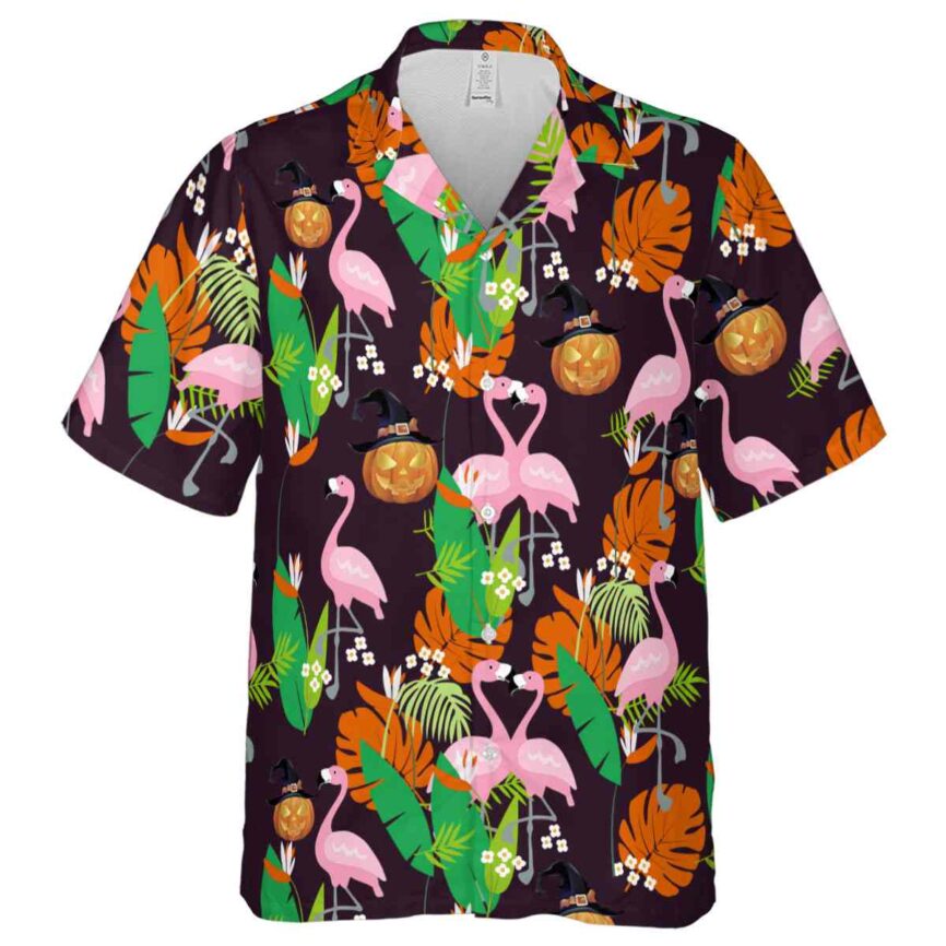 Halloween Flamingo Leaf Hawaiian Shirt Fashion forward