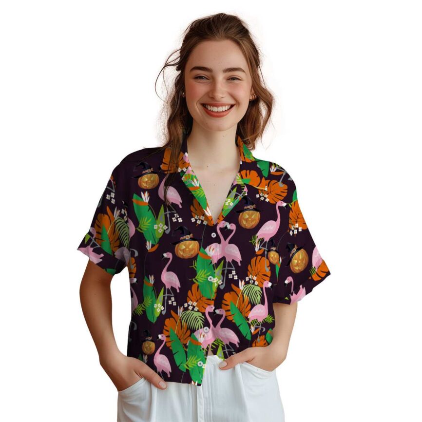 Halloween Flamingo Leaf Hawaiian Shirt Top rated