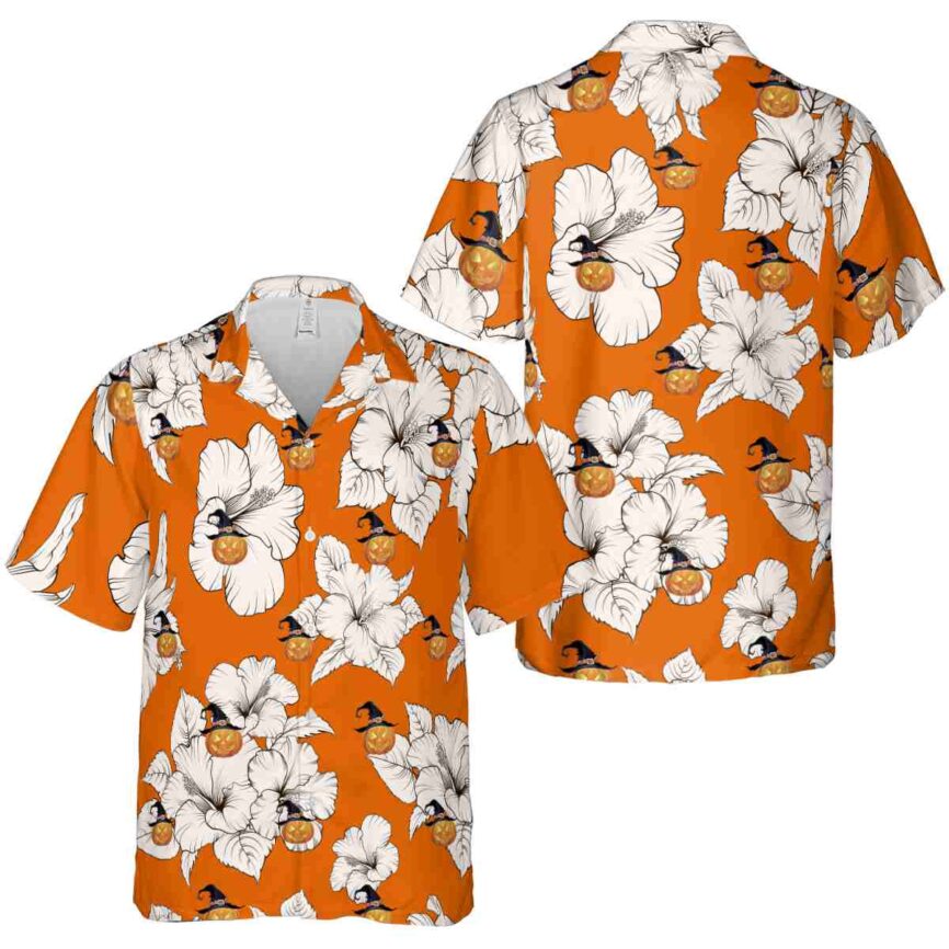 Halloween Hibiscus Flower Hawaiian Shirt Premium grade