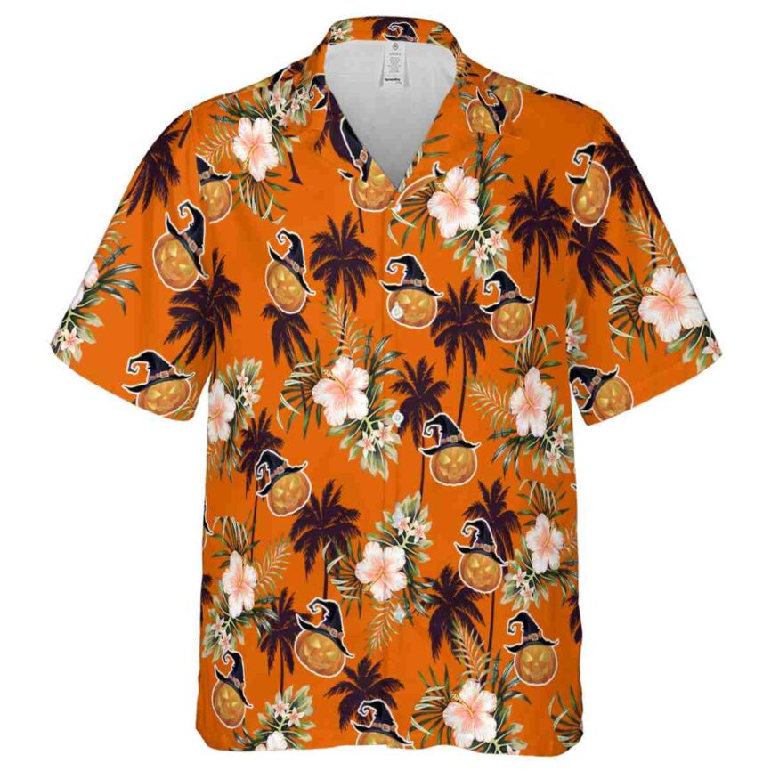 Halloween Hibiscus Palm Hawaiian Shirt Fashion forward