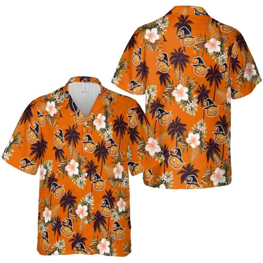 Halloween Hibiscus Palm Hawaiian Shirt Premium grade