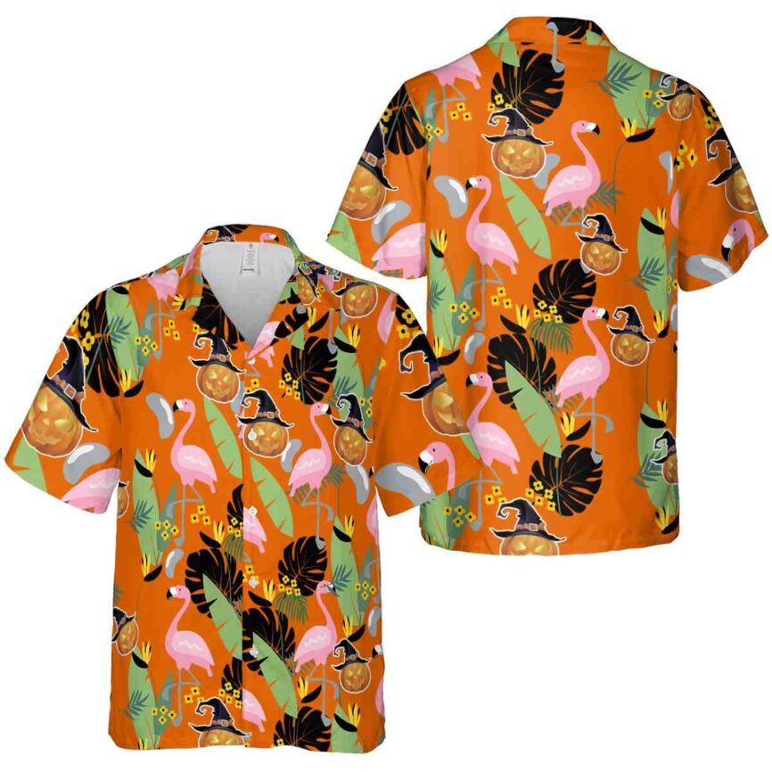 Halloween Pink Flamingo Hawaiian Shirt Premium grade