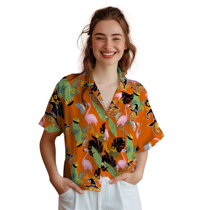 Halloween Pink Flamingo Hawaiian Shirt Top rated