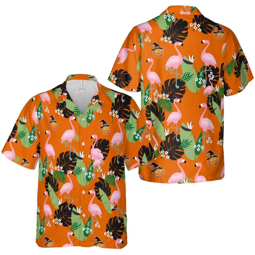 Halloween Tropical Flamingo Hawaiian Shirt Premium grade