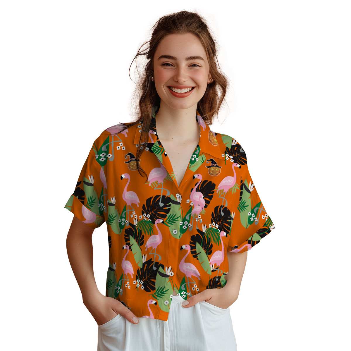 Halloween Tropical Flamingo Hawaiian Shirt Top rated Halloween Tropical Flamingo Hawaiian Shirt Top rated