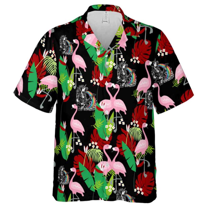 Heavy Metal Flamingo Leaf Hawaiian Shirt Fashion forward