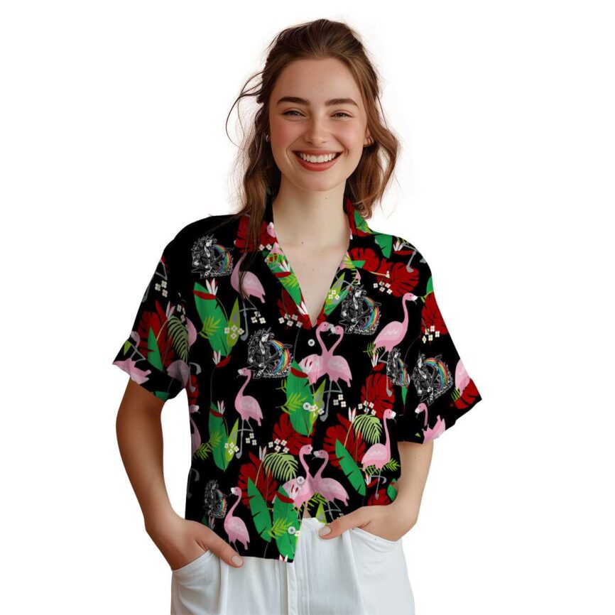 Heavy Metal Flamingo Leaf Hawaiian Shirt Top rated