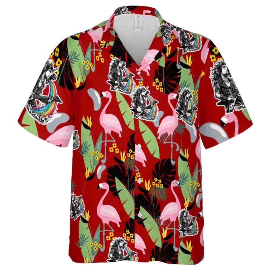 Heavy Metal Pink Flamingo Hawaiian Shirt Fashion forward