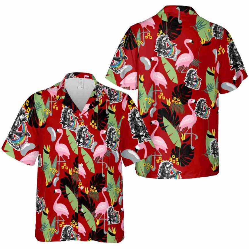 Heavy Metal Pink Flamingo Hawaiian Shirt Premium grade