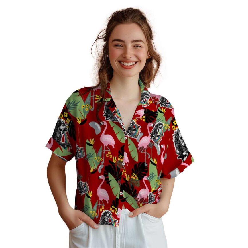 Heavy Metal Pink Flamingo Hawaiian Shirt Top rated