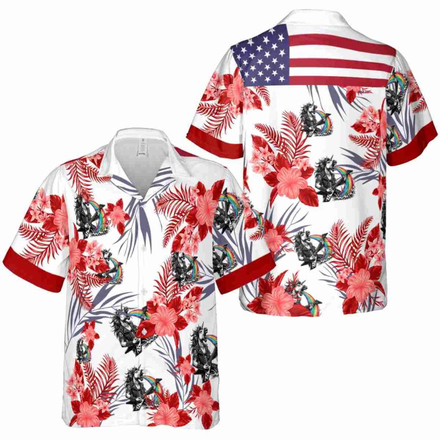 Heavy Metal US Flag Floral Hawaiian Shirt Premium grade