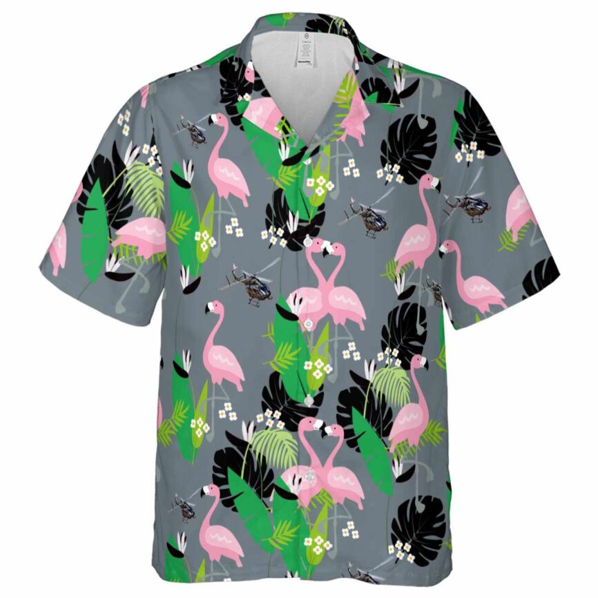 Helicopter Flamingo Leaf Hawaiian Shirt Fashion forward