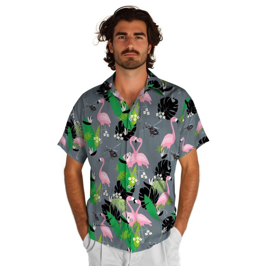 Helicopter Flamingo Leaf Hawaiian Shirt New Arrival