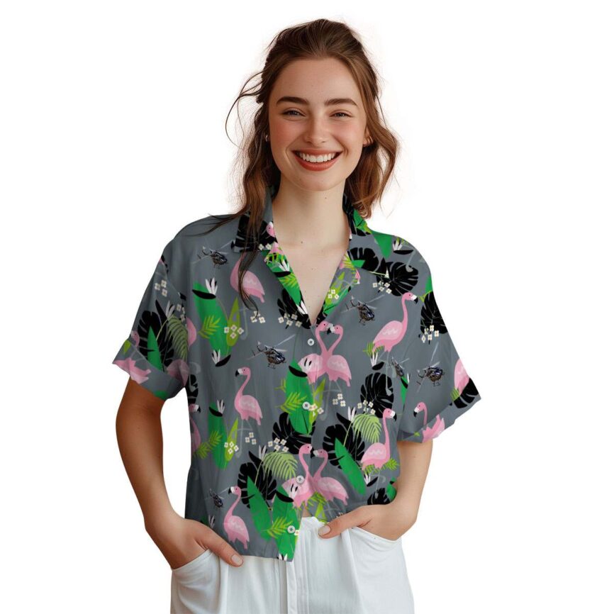Helicopter Flamingo Leaf Hawaiian Shirt Top rated