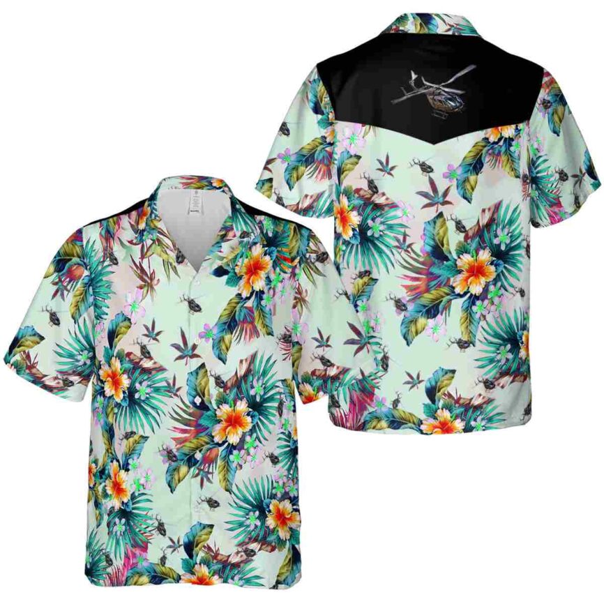 Helicopter Floral Burst Hawaiian Shirt Premium grade