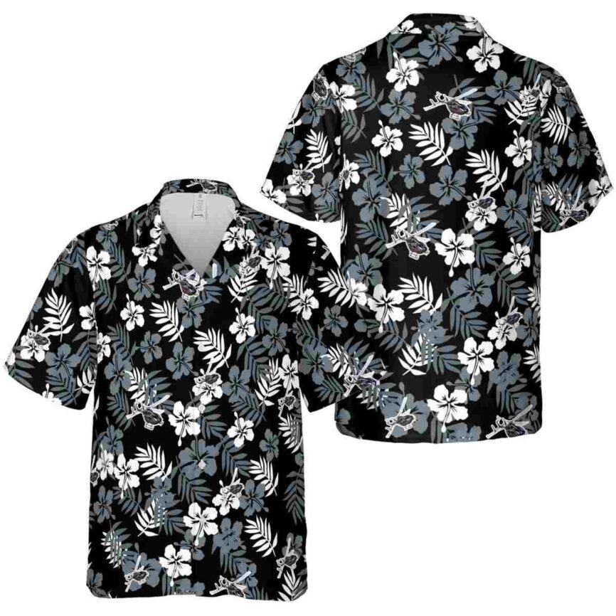 Helicopter Leafy Hibiscus Hawaiian Shirt Premium grade