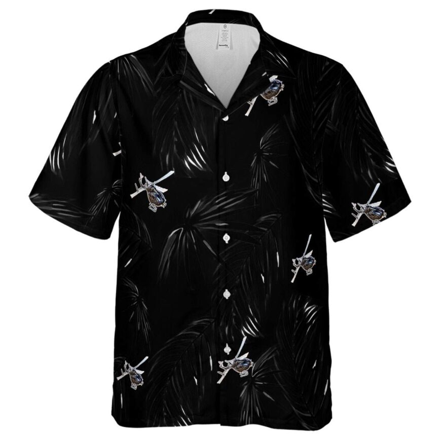 Helicopter Monochrome Palm Hawaiian Shirt Fashion forward