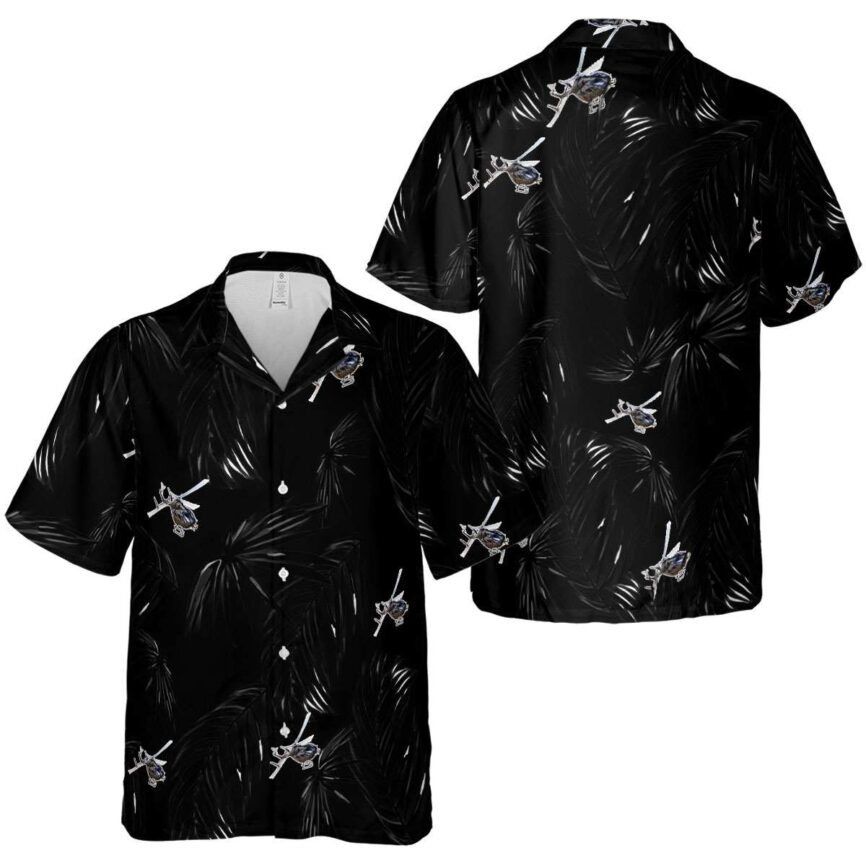 Helicopter Monochrome Palm Hawaiian Shirt Premium grade