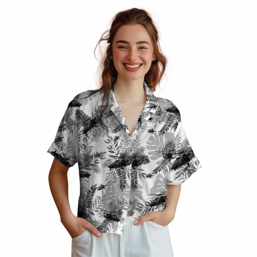 Helicopter Tropical Fronds Hawaiian Shirt Top rated