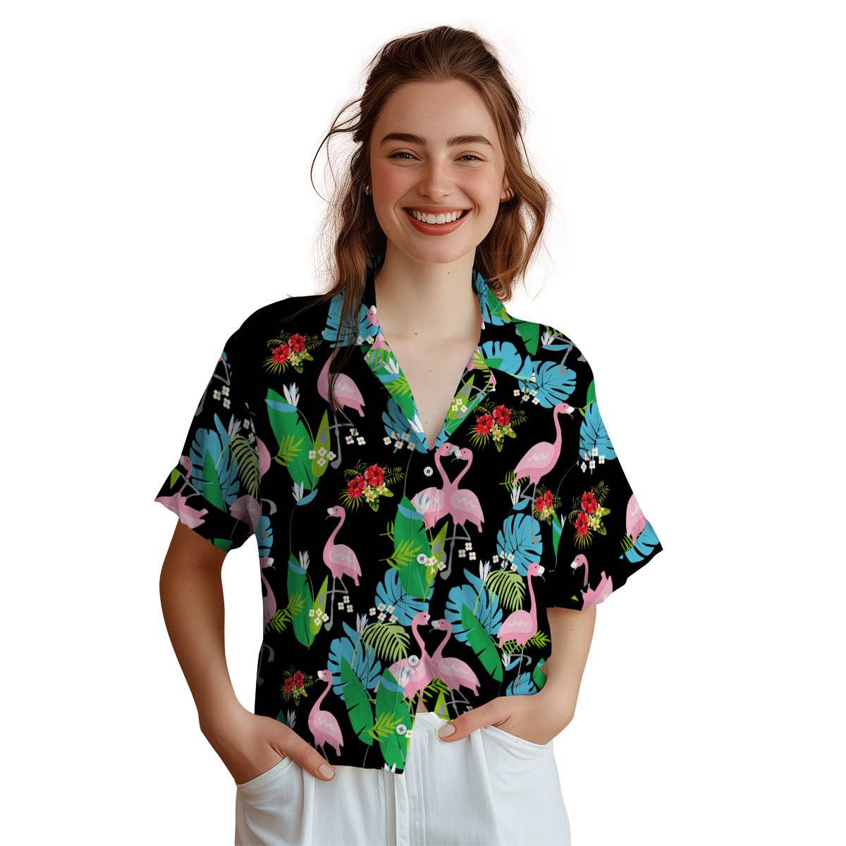 Hibiscus Flamingo Leaf Hawaiian Shirt Top rated Hibiscus Flamingo Leaf Hawaiian Shirt Top rated
